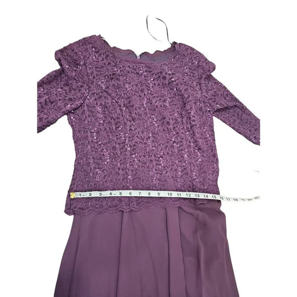 NWOT Alex Evenings Tea-Length Dress with Sequin Lace Bodice & Chiffon Skirt Sz 1 - Picture 10 of 11